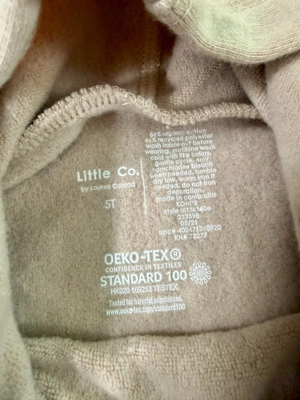 Little Co Lauren Conrad 5T Blush Hoodie Sage Heart Organic Cotton Vintage
